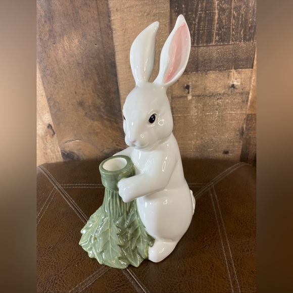 Department 56 Other - Vintage Department 56 Ceramic Cabbage Bunny Taper Candle Holder Easter Spring